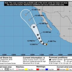 HOY TORMENTA “IVO” SE LOCALIZARÁ AL SUROESTE DE BCS