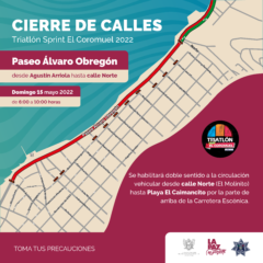 Cierre de vialidades en el malecón de La Paz por evento deportivoTriatlón Sprint El Coromuel 2022