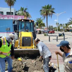 Realiza Servicios Públicos limpieza emergente en malecón de La Paz