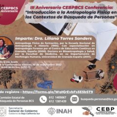 COMISIÓN ESTATAL DE BÚSQUEDA DE PERSONAS INVITA A PARTICIPAR EN CONFERENCIA DE ANTROPOLOGÍA FÍSICA