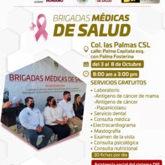 Del 03 al 08 de octubre las unidades móviles de las Brigadas Médicas de Salud se encontrarán en la colonia Las Palmas en CSL