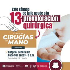 ESTE SÁBADO DESARROLLARÁN JORNADA PRE QUIRÚRGICA DE MANOS EN EL HOSPITAL DE CABO SAN LUCAS