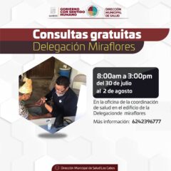 BRINDARÁ LA DIRECCIÓN MUNICIPAL DE SALUD DE LOS CABOS CONSULTAS GRATUITA EN LA COMUNIDAD DE MIRAFLORES