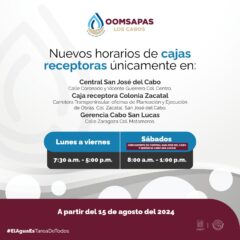 EXTIENDE DE NUEVA CUENTA OOMSAPAS LOS CABOS HORARIOS DE ATENCIÓN EN SUS MÓDULOS DEL MUNICIPIO