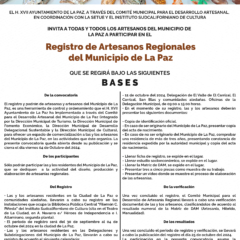 Lanzan convocatoria para el Registro de Artesanos Regionales en el municipio de La Paz