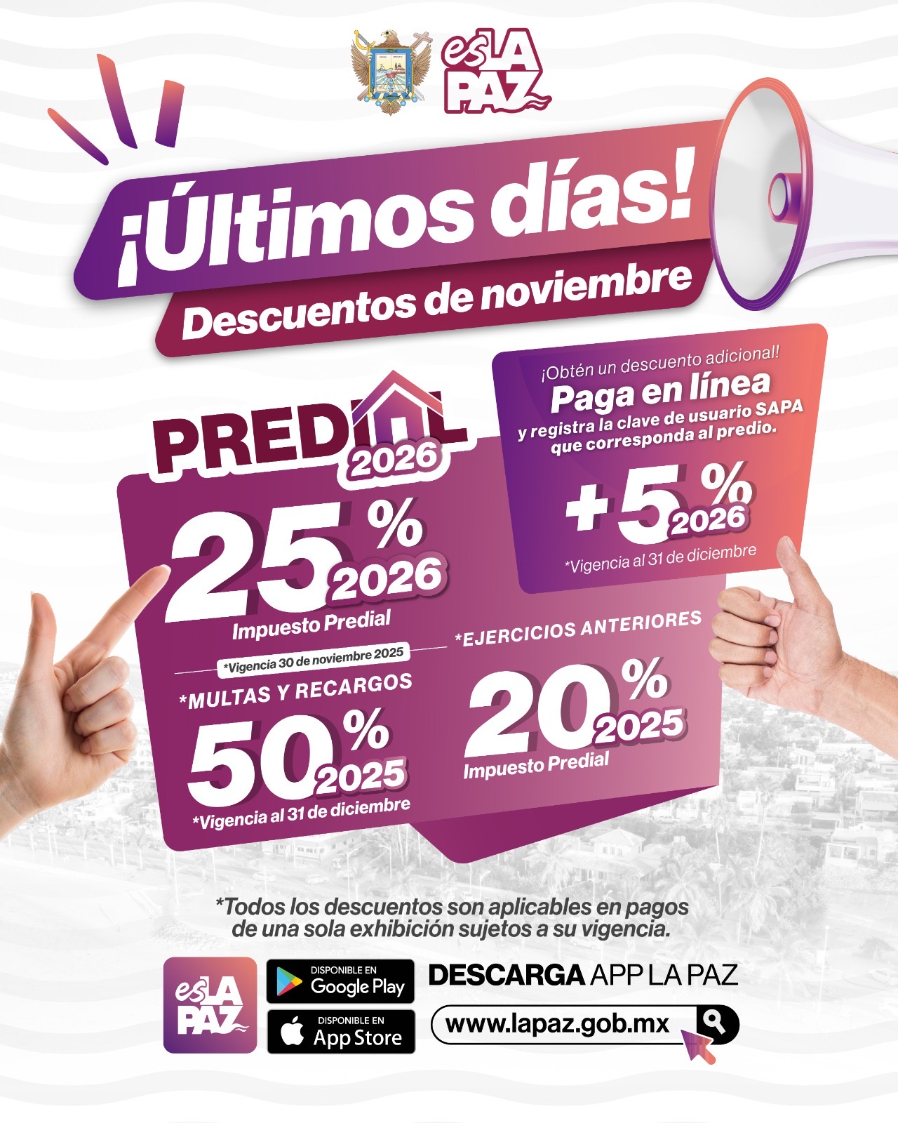 Últimos días con 25% de descuento en pago de predial 2026 | California ...